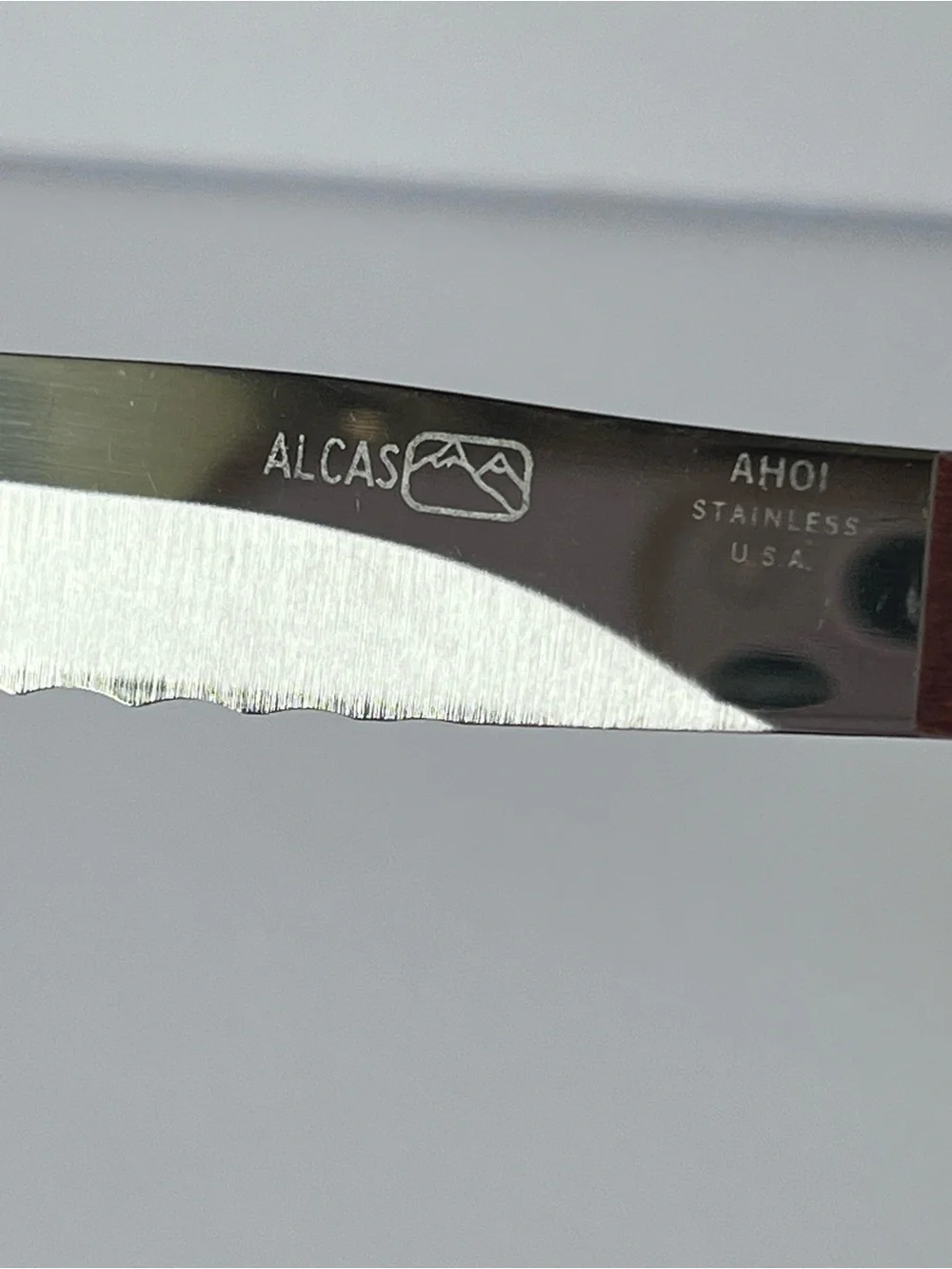Alcas Ahoi Wood Handles Steak Knives Set of 12 Vintage Rare
